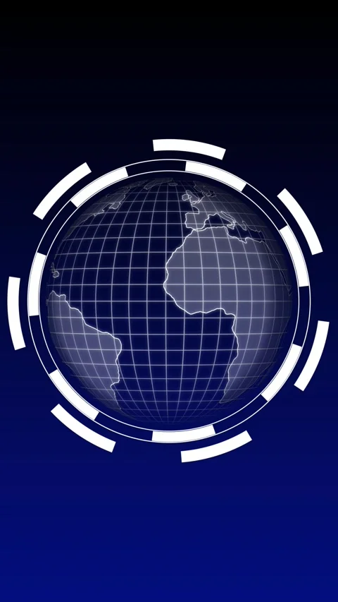 Futuristic Globe with Grid and animated White Circular Interface Elements o.. Stock Footage 344858302