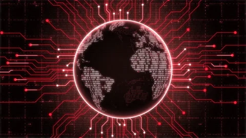 Futuristic Globe HUD Red Background Loop... | Stock Video | Pond5