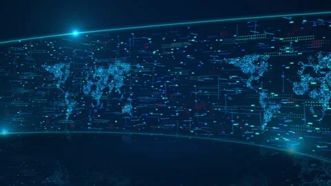 Futuristic Globe Map abstract Particle World Universe of Plexus Map Hologram Stock Footage 260294861