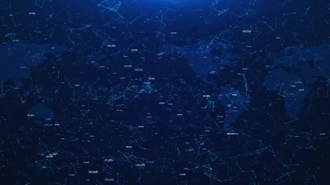 Futuristic Globe Map abstract Particle World Universe of Plexus Map Hologram Stock Footage 260295328