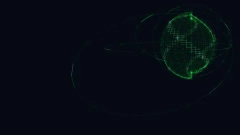 Futuristic globe with orbits in digital network style, technology concept Stock Footage 340386631