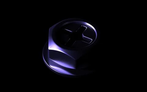 Futuristic Glossy Blue Hex Nut, Bolt and Wing Nut on Black Illustrazione stock