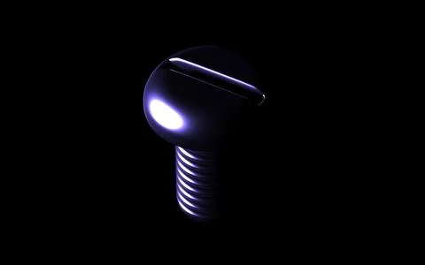 Futuristic Glossy Blue Hex Nut, Bolt and Wing Nut on Black Stock Illustration