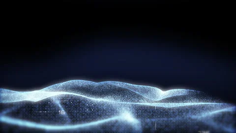 Futuristic Glow Blue Dynamic Wave With HUD Element Security 4K Motion Stock Footage 301710213