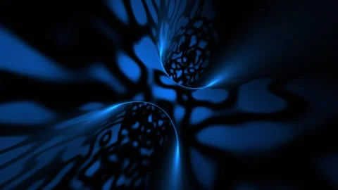 Futuristic glow dark blue tunnel seamless looping animation Stock Footage 337366839