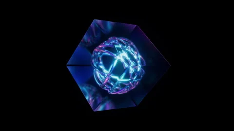 Futuristic Glowing Abstract Object in Dark Background Stock Footage 300826270