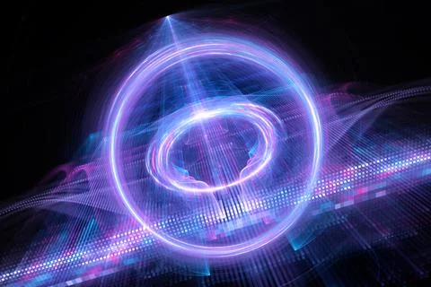 Futuristic glowing big data analysis abstract fractal illustration Stockillustratie