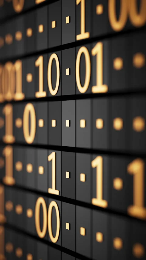 Futuristic glowing binary code background in a seamless 3D loop. 動画素材 344168583