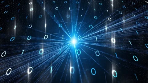 Futuristic glowing binary numbers computer cyber space network animation Stock Footage 345059575
