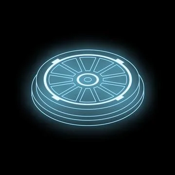 Futuristic glowing blue button illuminating dark background 스톡 일러스트