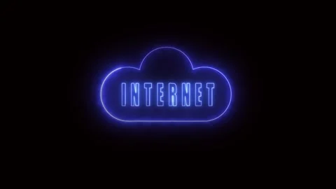 Futuristic glowing blue cloud with Internet label on dark backdrop, modern .. Stock Footage 321453497