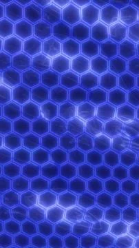 Futuristic glowing blue hexagonal grid forming an abstract tech-inspired pa.. Stockillustratie