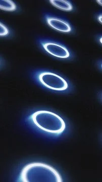 Futuristic glowing blue rings pattern on dark surface, minimal digital back.. Stock Illustration