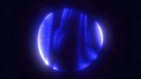 Futuristic glowing blue sphere composed of digital lines and dots on a dark.. Stock Illustration