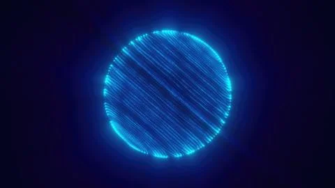 Futuristic glowing blue sphere composed of digital lines and dots on a dark.. Stock Photos
