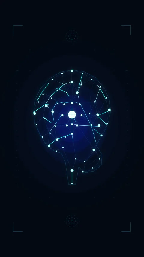 Futuristic glowing blue technology network node loop animation Stock Footage 347568161