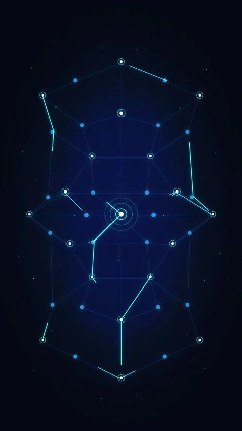 Futuristic glowing blue technology network node polygon motion graphic Stock Footage 347943133
