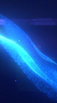 Futuristic glowing blue wave of particles against a dark background, repres.. 库存插图