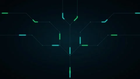 Futuristic Glowing Circuit Network: Abstract Cyan Technology Background Stock Footage 346552835