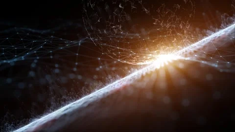 Futuristic glowing cyber space sphere network lines loop animation Stock Footage 338409220