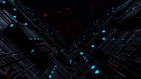 Futuristic Glowing Cyber Spaceship Loop Animated Background Stock Footage 313744752