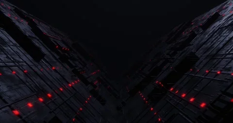 Futuristic Glowing Cyber Spaceship Loop Animated Background Stock Footage 313744789
