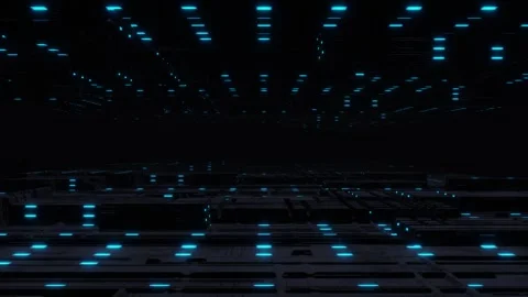 Futuristic Glowing Cyber Spaceship Loop Animated Background Stock Footage 313744825