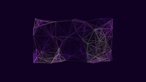 Futuristic glowing data visualization grid connecting nodes on a dark backg.. Stock Footage 340380595