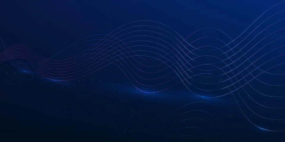 Futuristic glowing data wave lines with reflection, representing the dynami.. 库存插图