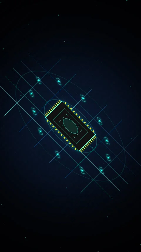 Futuristic glowing digital data network interface on black background loop Stock Footage 344952262