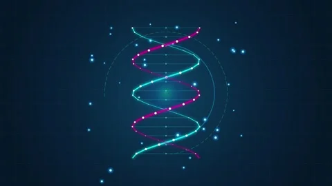 Futuristic Glowing DNA Helix Loop 3D Genetic Science Motion Stock Footage 346116218