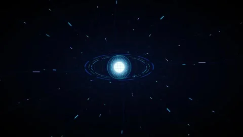 Futuristic glowing energy core with rotating digital rings and data network.. Stock Footage 337560862