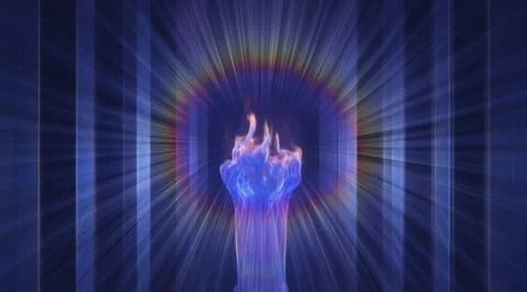 Futuristic glowing energy flame with light rays Stock Footage 331460384