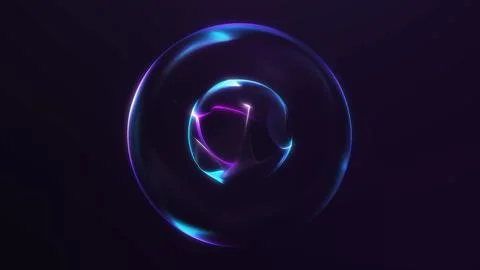 Futuristic glowing energy sphere with smooth purple and blue neon gradients.. Stock Illustration