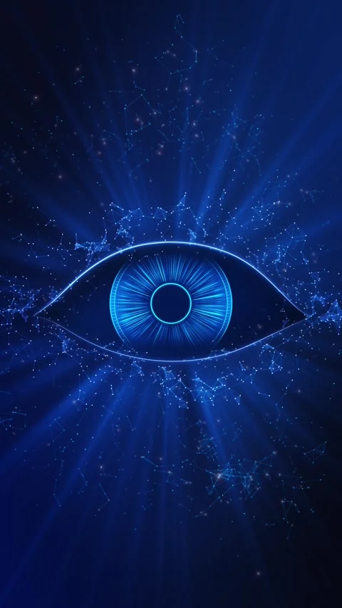 Futuristic glowing eye digital network connections artificial intelligence, biom Stock Footage 341905086