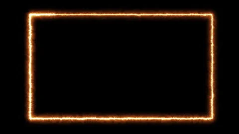 Futuristic Glowing Fire Rectangle Frame – Animated Light Line on Black Stock Footage 328955199