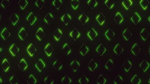 Futuristic glowing green diamond pattern background with seamless neon animation Stock Footage 334140404