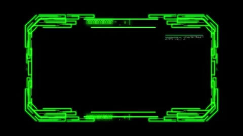 Futuristic Glowing Green Digital Interface HUD Frame Stockbeeldmateriaal 347005282