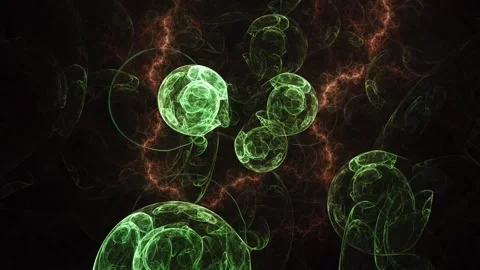 Futuristic Glowing Green Microscopic Bio Cells and Energy Particles Backgrou Stock Footage 346155690