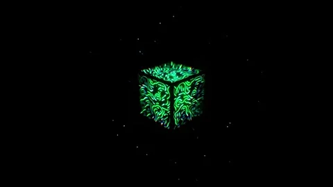 Futuristic Glowing Green Server Matrix Grid Pillar Visualization Video stock 339288934