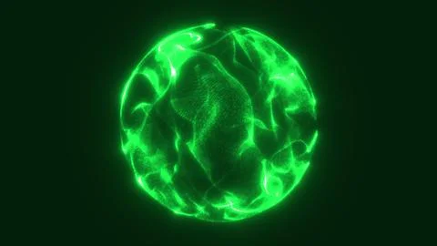 Futuristic glowing green sphere with dynamic light particles, abstract digi.. Stock Illustration