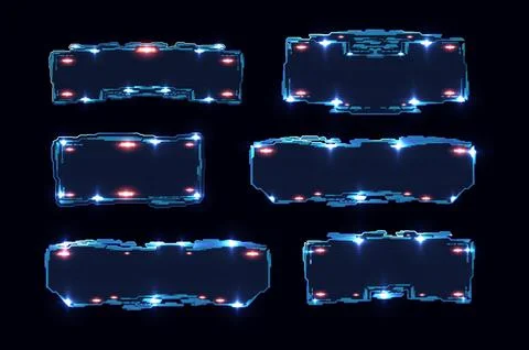 Futuristic glowing High tech technology frames vector set, digital abstract game Stock Illustration