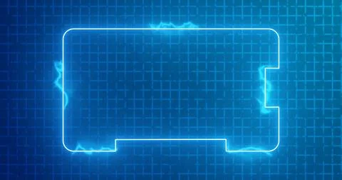 Futuristic glowing HUD on a grid background.Transferring big data. Abstract.. 스톡 일러스트