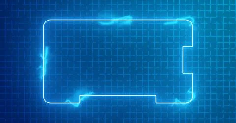 Futuristic glowing HUD on a grid background.Transferring big data. Abstract.. 스톡 일러스트