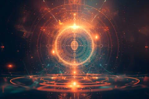 Futuristic Glowing Interface with Geometric Patterns 스톡 사진