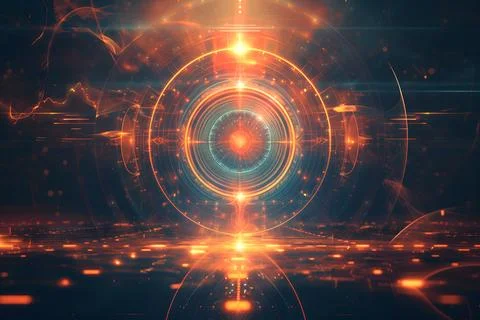 Futuristic Glowing Interface with Geometric Patterns 스톡 사진