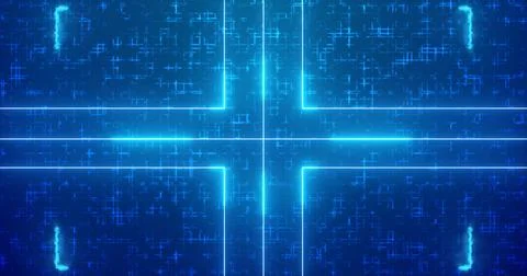 Futuristic glowing lines on a grid background.Transferring big data. Abstra.. 스톡 일러스트
