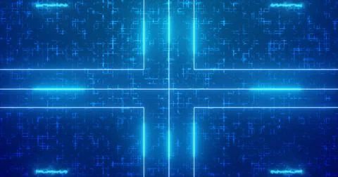 Futuristic glowing lines on a grid background.Transferring big data. Abstra.. 스톡 일러스트