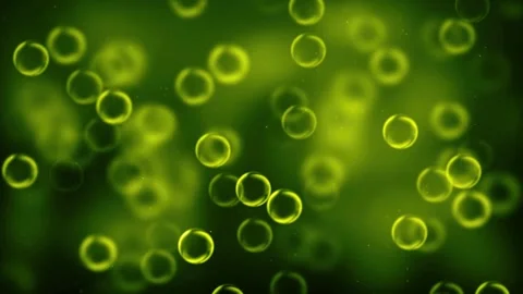 Futuristic glowing liquid bubbles floating in motion Stock Footage 340025768