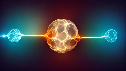 Futuristic glowing loop with atom coherence models Stock Illustration